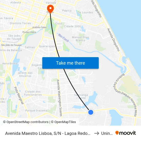Avenida Maestro Lisboa, S/N - Lagoa Redonda to Uninta map