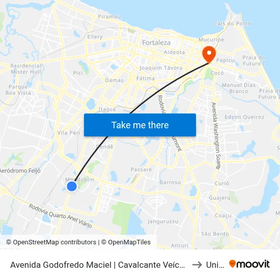 Avenida Godofredo Maciel | Cavalcante Veículos - Mondubim to Uninta map