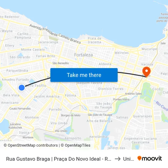 Rua Gustavo Braga | Praça Do Novo Ideal - Rodolfo Teófilo to Uninta map