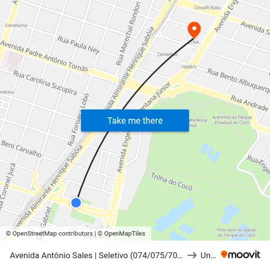 Avenida Antônio Sales | Seletivo (074/075/703/755/816/855) - Cocó to Uninta map
