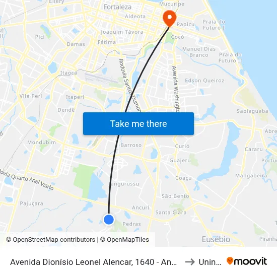 Avenida Dionísio Leonel Alencar, 1640 - Ancuri to Uninta map