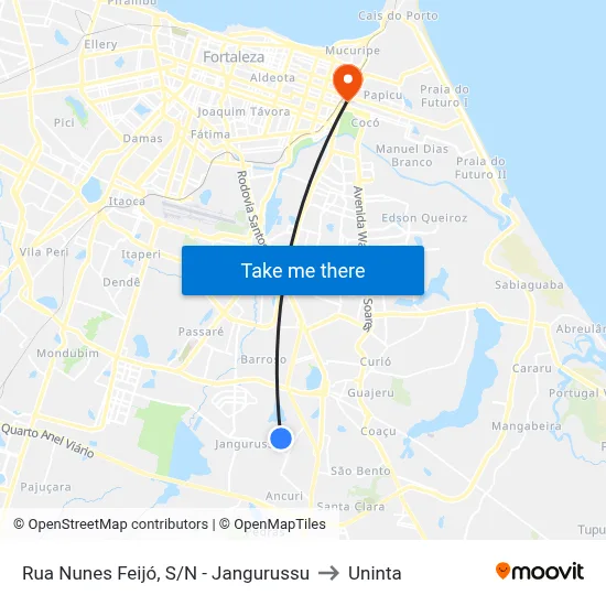 Rua Nunes Feijó, S/N - Jangurussu to Uninta map