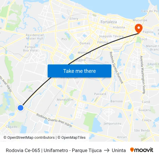 Rodovia Ce-065 | Unifametro - Parque Tijuca to Uninta map