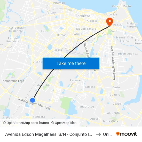 Avenida Edson Magalhães, S/N - Conjunto Industrial to Uninta map
