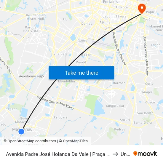 Avenida Padre José Holanda Da Vale | Praça Da Estação - Centro to Uninta map