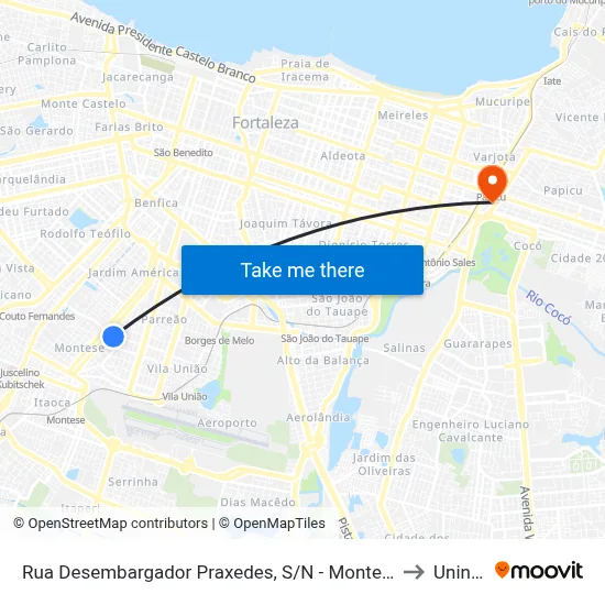 Rua Desembargador Praxedes, S/N - Montese to Uninta map
