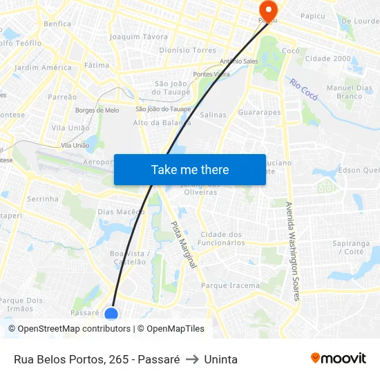 Rua Belos Portos, 265 - Passaré to Uninta map