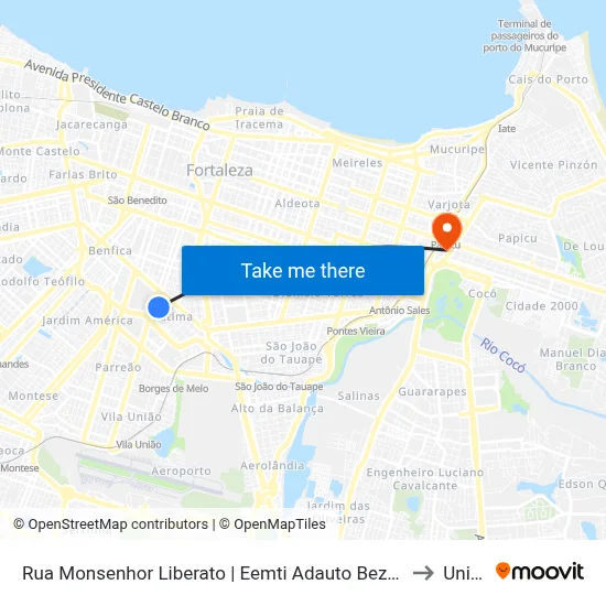 Rua Monsenhor Liberato | Eemti Adauto Bezerra - Fátima to Uninta map