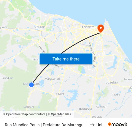 Rua Mundica Paula | Prefeitura De Maranguape - Centro to Uninta map
