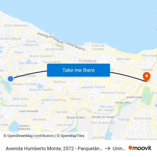 Avenida Humberto Monte, 2572 - Parquelândia to Uninta map