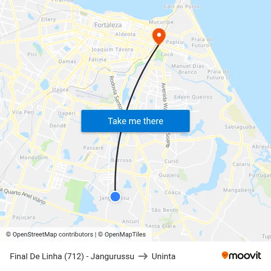 Final De Linha (712) - Jangurussu to Uninta map