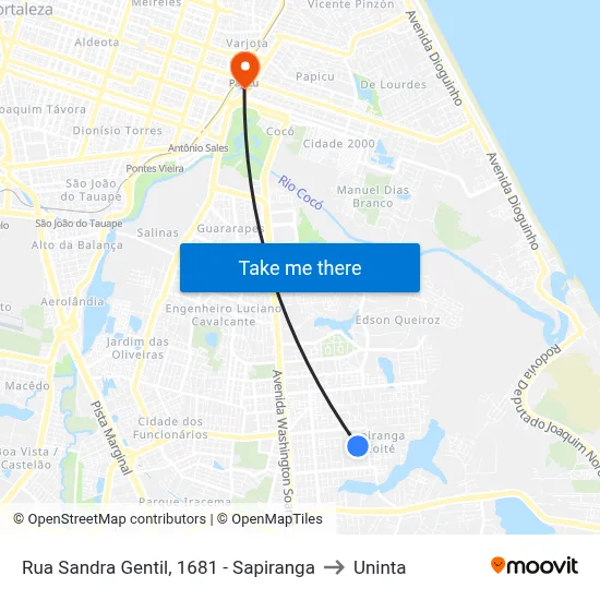 Rua Sandra Gentil, 1681 - Sapiranga to Uninta map