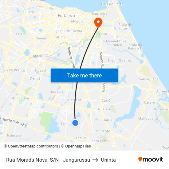 Rua Morada Nova, S/N - Jangurussu to Uninta map