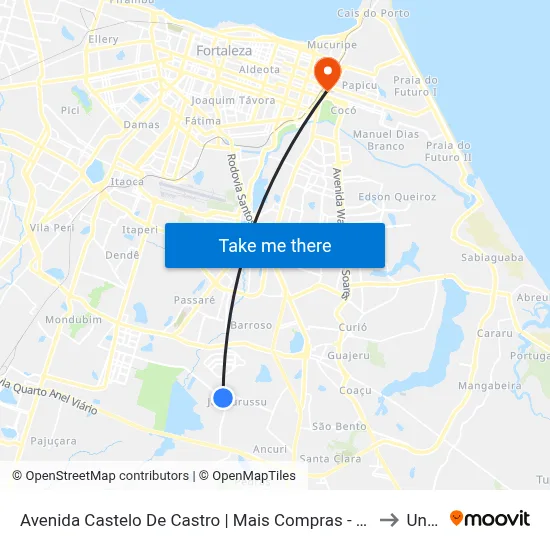 Avenida Castelo De Castro | Mais Compras - Conjunto Palmeiras to Uninta map