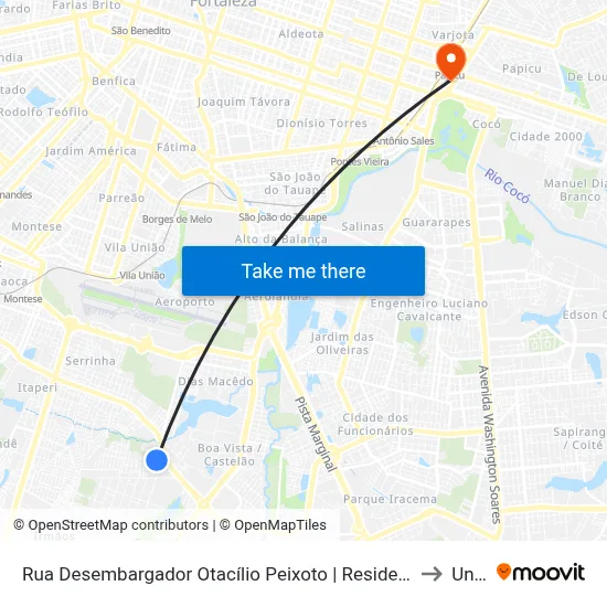 Rua Desembargador Otacílio Peixoto | Residencial Villa Fiori - Passaré to Uninta map