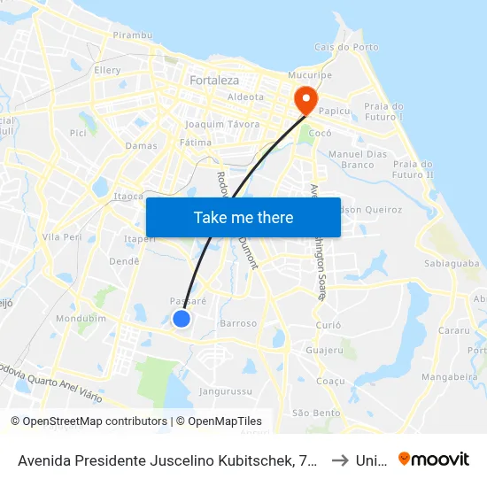 Avenida Presidente Juscelino Kubitschek, 789 - Passaré to Uninta map