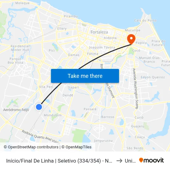 Início/Final De Linha | Seletivo (334/354) - Novo Mondubim to Uninta map