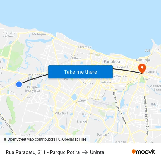 Rua Paracatu, 311 - Parque Potira to Uninta map