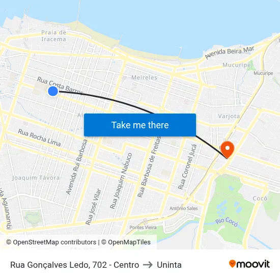 Rua Gonçalves Ledo, 702 - Centro to Uninta map