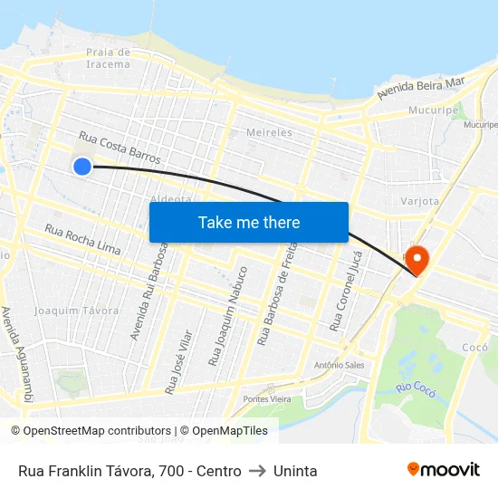 Rua Franklin Távora, 700 - Centro to Uninta map