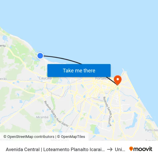 Avenida Central | Loteamento Planalto Icarai II | Icaraí to Uninta map