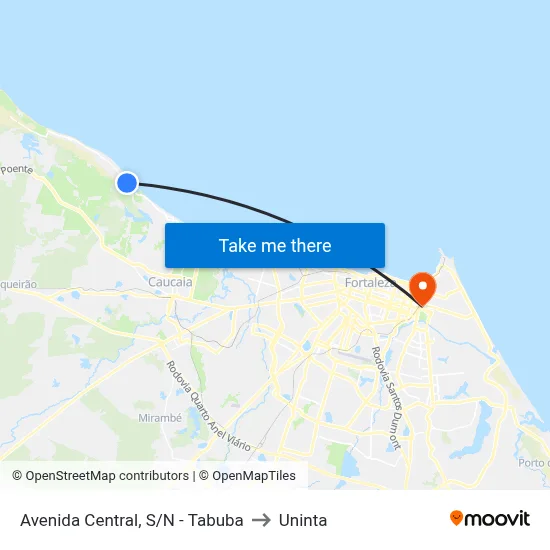 Avenida Central, S/N - Tabuba to Uninta map
