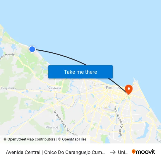 Avenida Central | Chico Do Caranguejo Cumbuco - Tabuba to Uninta map