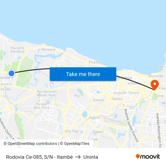 Rodovia Ce-085, S/N - Itambé to Uninta map