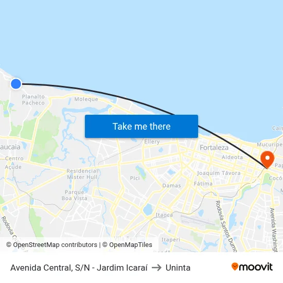 Avenida Central, S/N - Jardim Icaraí to Uninta map