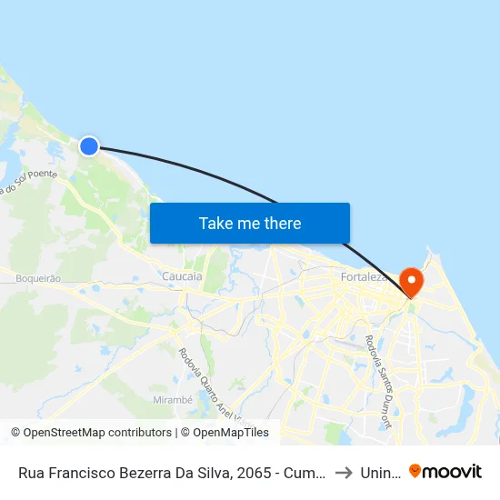 Rua Francisco Bezerra Da Silva, 2065 - Cumbuco to Uninta map