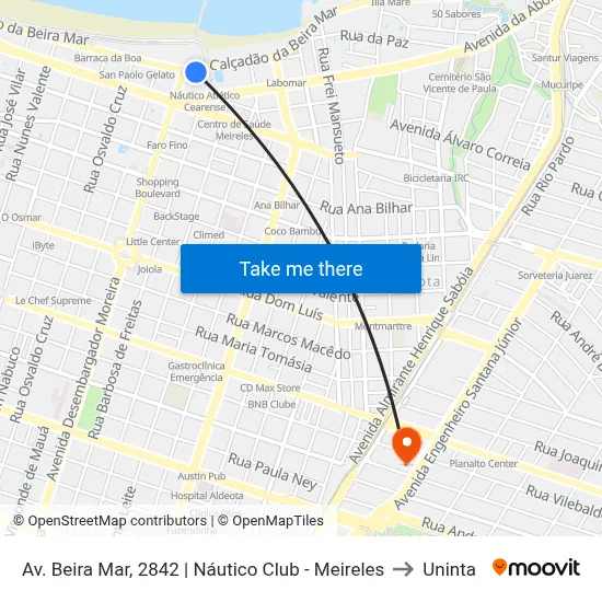 Av. Beira Mar, 2842 | Náutico Club - Meireles to Uninta map