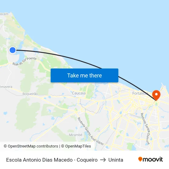 Escola Antonio Dias Macedo - Coqueiro to Uninta map