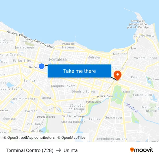 Terminal Centro (728) to Uninta map