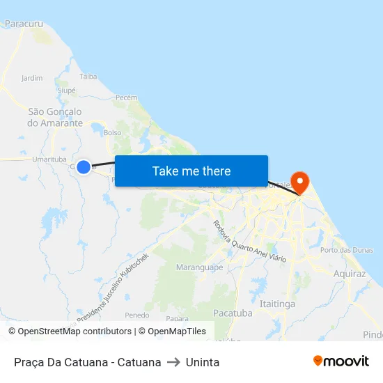 Praça Da Catuana - Catuana to Uninta map