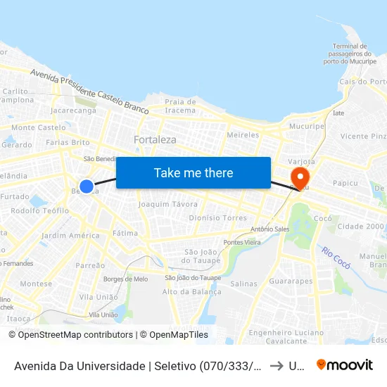 Avenida Da Universidade | Seletivo (070/333/360/374/387/390) - Benfica to Uninta map