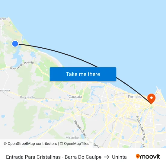 Entrada Para Cristalinas - Barra Do Cauípe to Uninta map