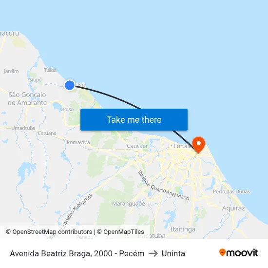 Avenida Beatriz Braga, 2000 - Pecém to Uninta map