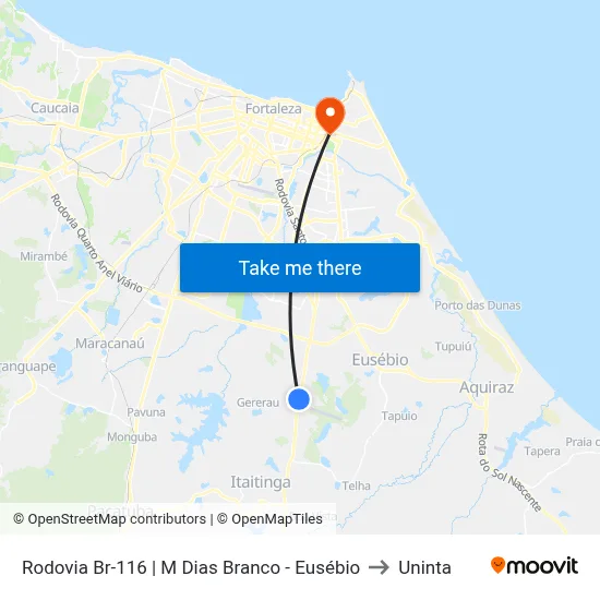 Rodovia Br-116 | M Dias Branco - Eusébio to Uninta map