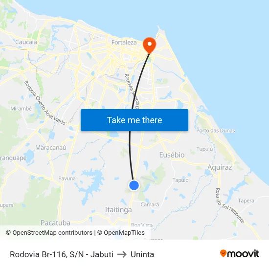 Rodovia Br-116, S/N - Jabuti to Uninta map