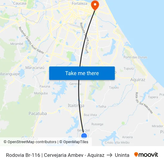 Rodovia Br-116 | Cervejaria Ambev - Aquiraz to Uninta map
