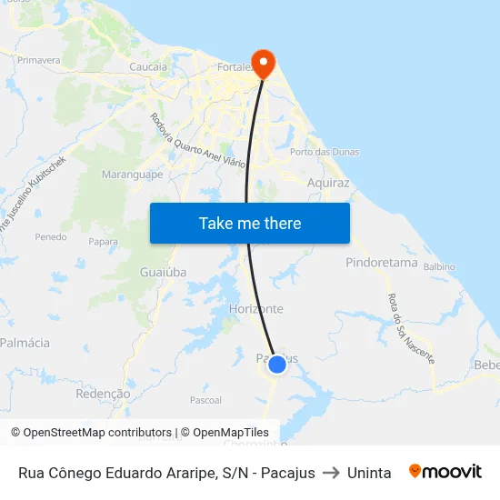 Rua Cônego Eduardo Araripe, S/N - Pacajus to Uninta map