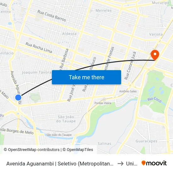 Avenida Aguanambi | Seletivo (Metropolitano) - Fátima to Uninta map