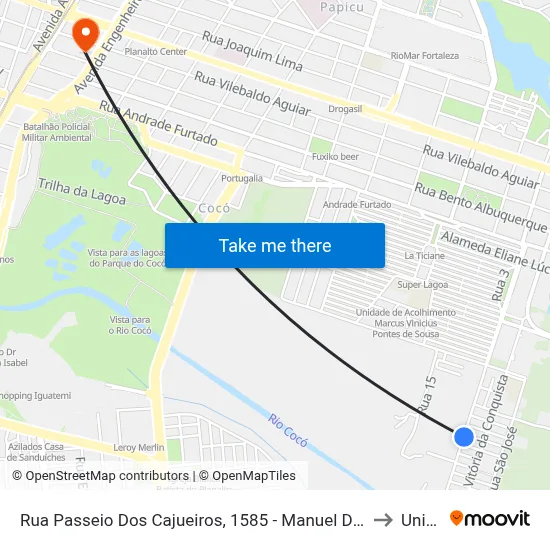 Rua Passeio Dos Cajueiros, 1585 - Manuel Dias Branco to Uninta map