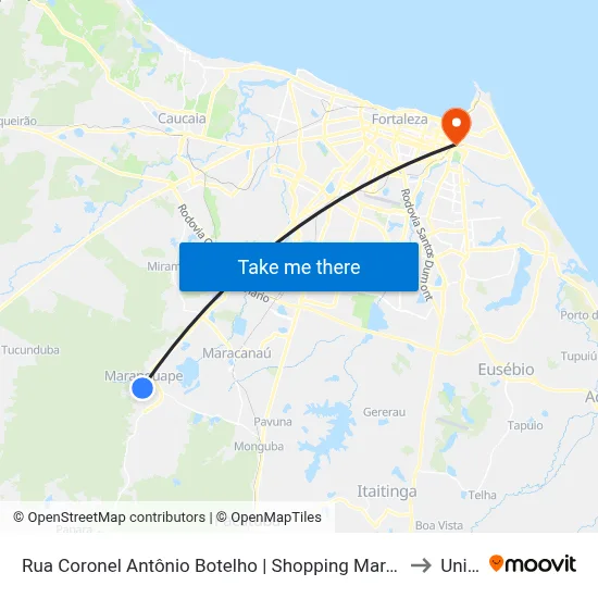 Rua Coronel Antônio Botelho | Shopping Maranguape - Centro to Uninta map