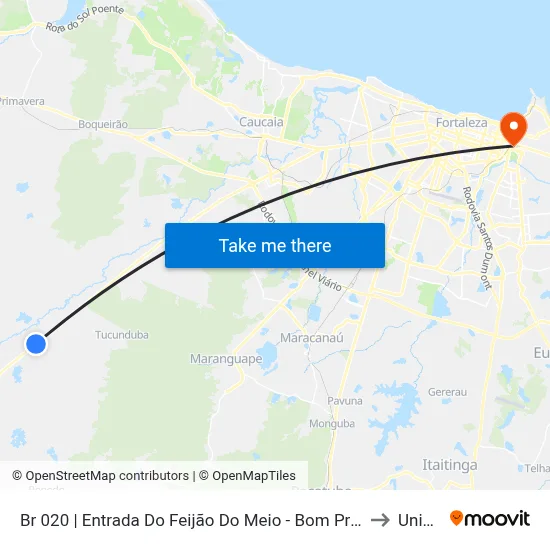 Br 020 | Entrada Do Feijão Do Meio - Bom Princípio to Uninta map