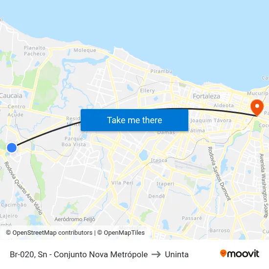 Br-020, Sn - Conjunto Nova Metrópole to Uninta map