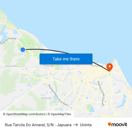 Rua Tarcila Do Amaral, S/N - Japuara to Uninta map