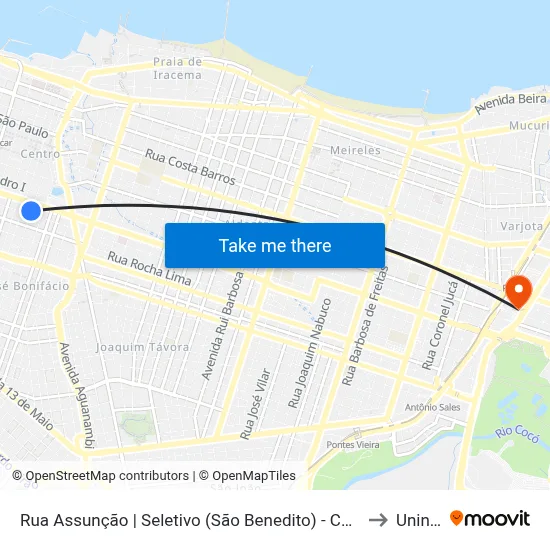 Rua Assunção | Seletivo (São Benedito) - Centro to Uninta map
