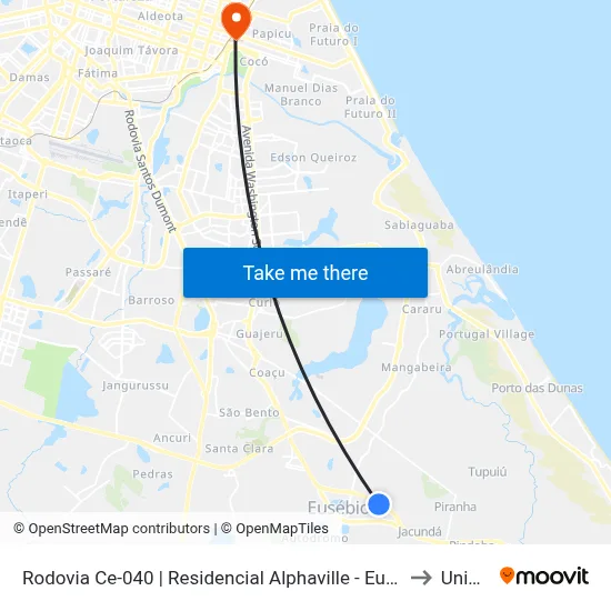 Rodovia Ce-040 | Residencial Alphaville - Eusébio to Uninta map