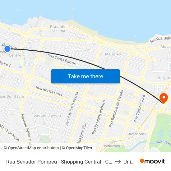 Rua Senador Pompeu | Shopping Central - Centro to Uninta map